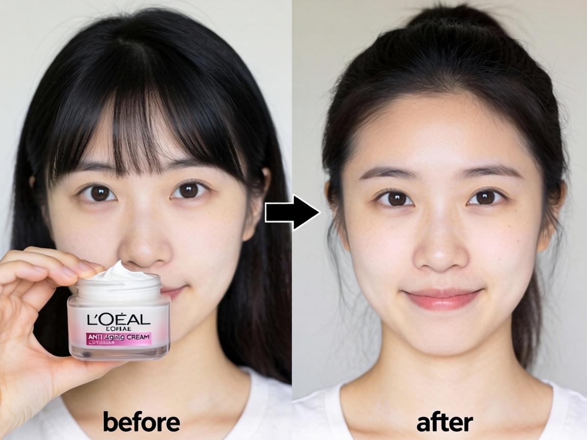 affordable L'Oreal anti aging cream before and after