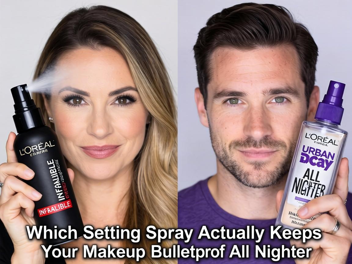 Which Setting Spray Actually Keeps Your Makeup Bulletproof_ L'Oréal Infallible or Urban Decay All Nighter_