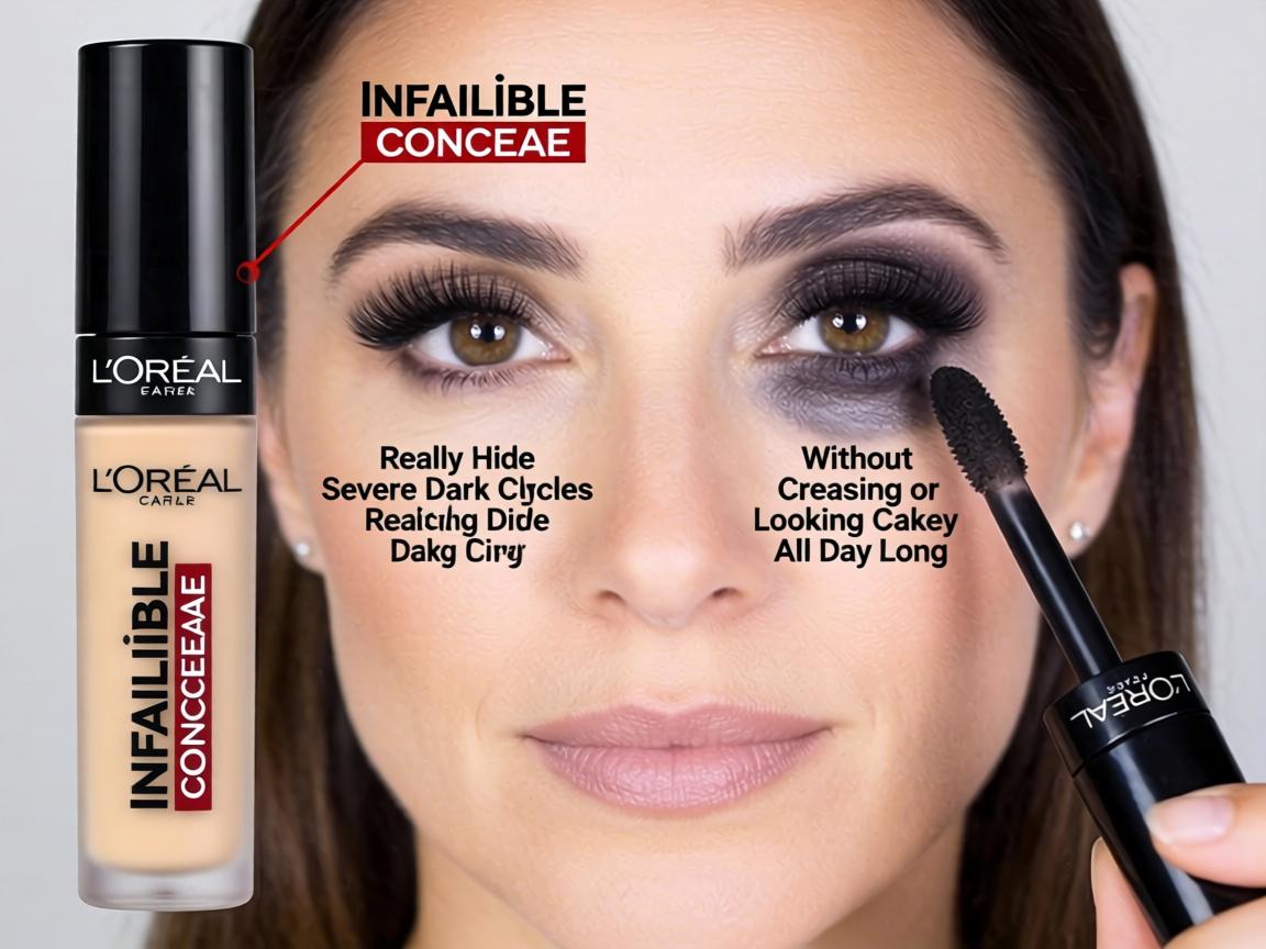 Can L'Oréal Infallible Concealer Really Hide Severe Dark Circles Without Creasing or Looking Cakey All Day Long_