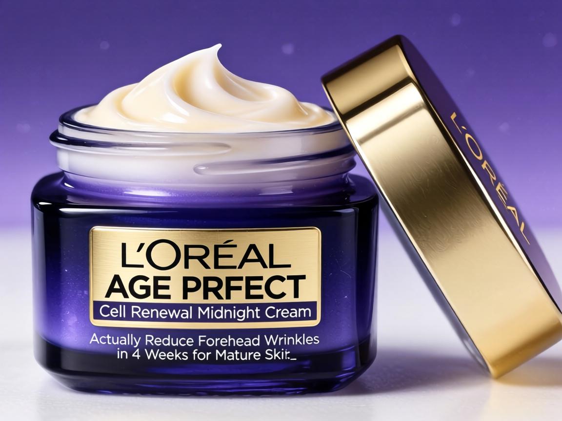 Does L'Oreal Age Perfect Cell Renewal Midnight Cream Actually Reduce Forehead Wrinkles in 4 Weeks for Mature Skin_