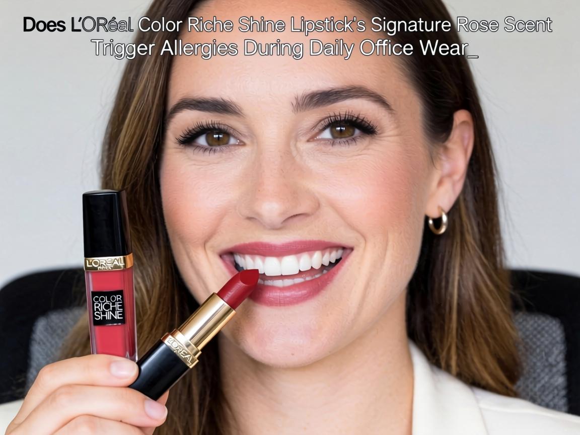 Does L'Oreal Color Riche Shine Lipstick's Signature Rose Scent Trigger Allergies During Daily Office Wear_