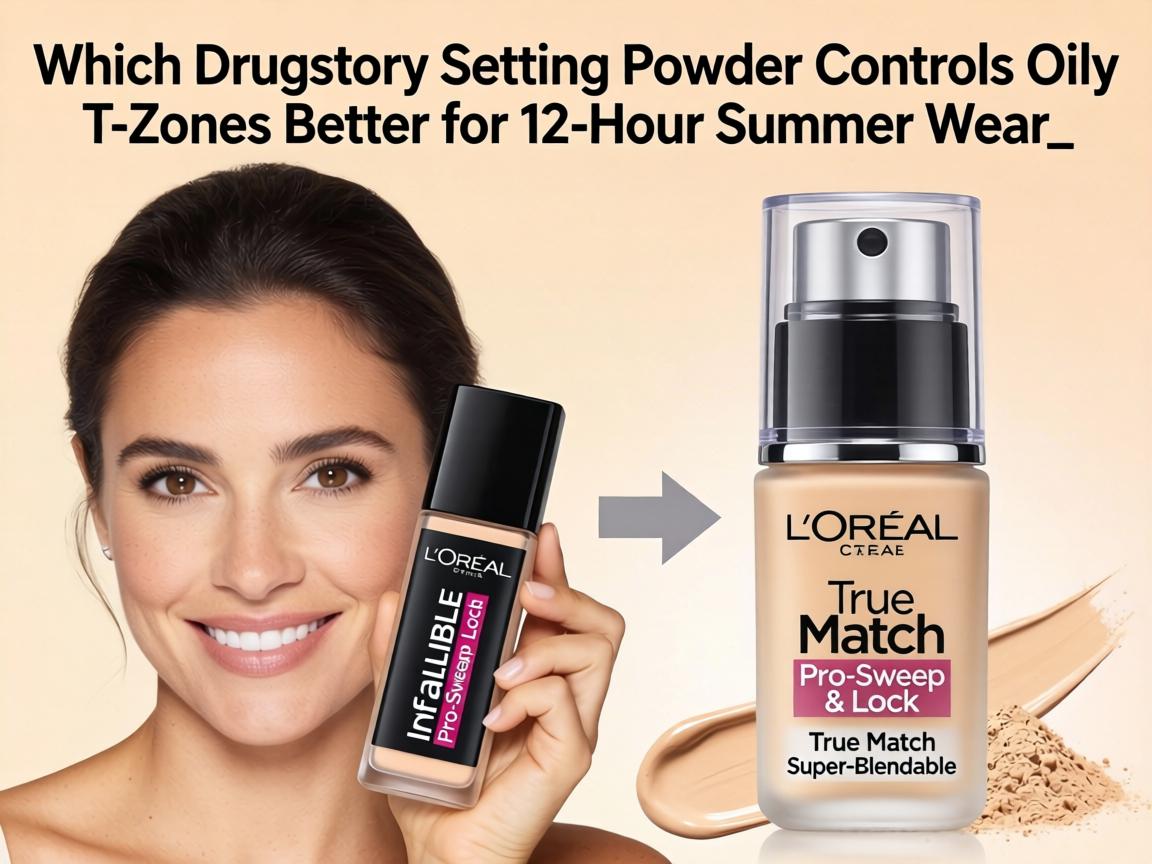 Which Drugstore Setting Powder Controls Oily T-Zones Better for 12-Hour Summer Wear_ L'Oréal Infallible Pro-Sweep & Lock or True Match Super-Blendable_