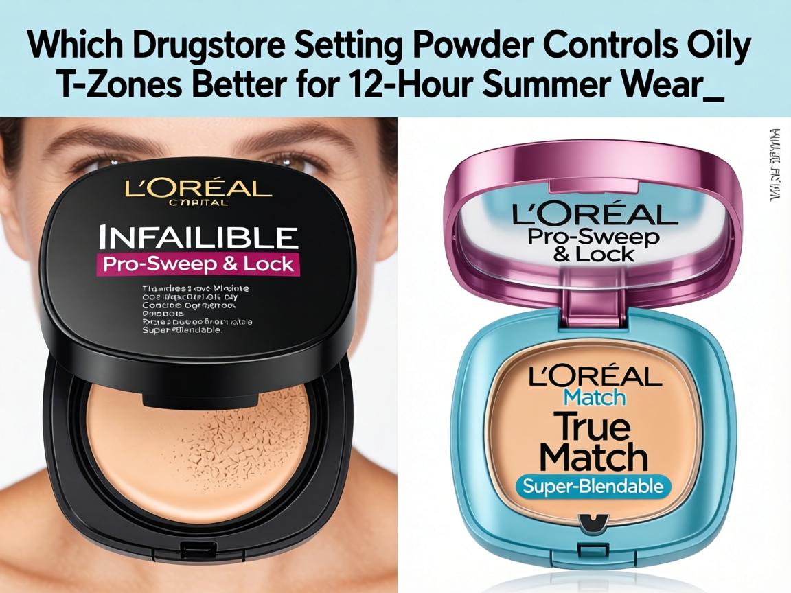 Which Drugstore Setting Powder Controls Oily T-Zones Better for 12-Hour Summer Wear_ L'Oréal Infallible Pro-Sweep & Lock or True Match Super-Blendable_