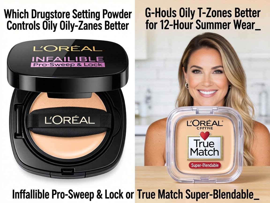 Which Drugstore Setting Powder Controls Oily T-Zones Better for 12-Hour Summer Wear_ L'Oréal Infallible Pro-Sweep & Lock or True Match Super-Blendable_