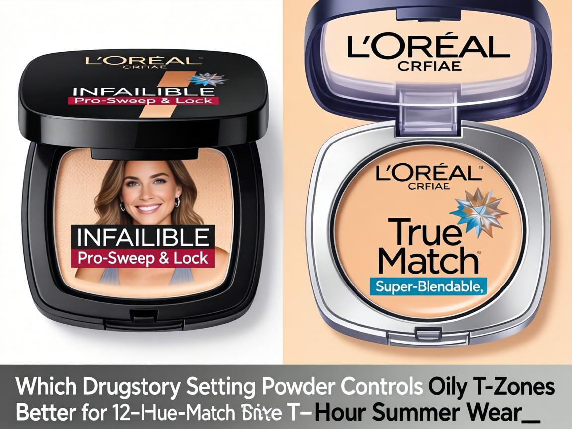 Which Drugstore Setting Powder Controls Oily T-Zones Better for 12-Hour Summer Wear_ L'Oréal Infallible Pro-Sweep & Lock or True Match Super-Blendable_