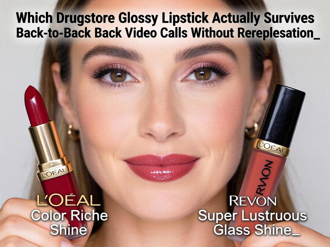 Which Drugstore Glossy Lipstick Actually Survives Back-to-Back Video Calls Without Reapplication_ L'Oreal Color Riche Shine or Revlon Super Lustrous Glass Shine_
