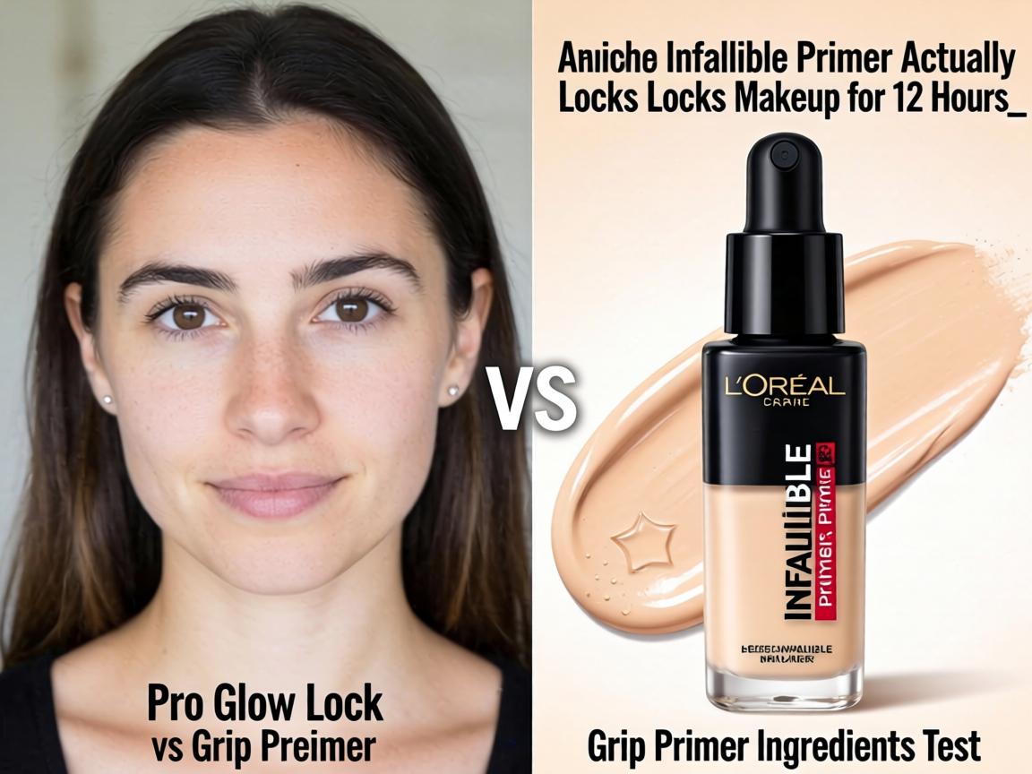 Which L'Oréal Infallible Primer Actually Locks Makeup for 12 Hours_ Pro Glow Lock vs Grip Primer Ingredients Test