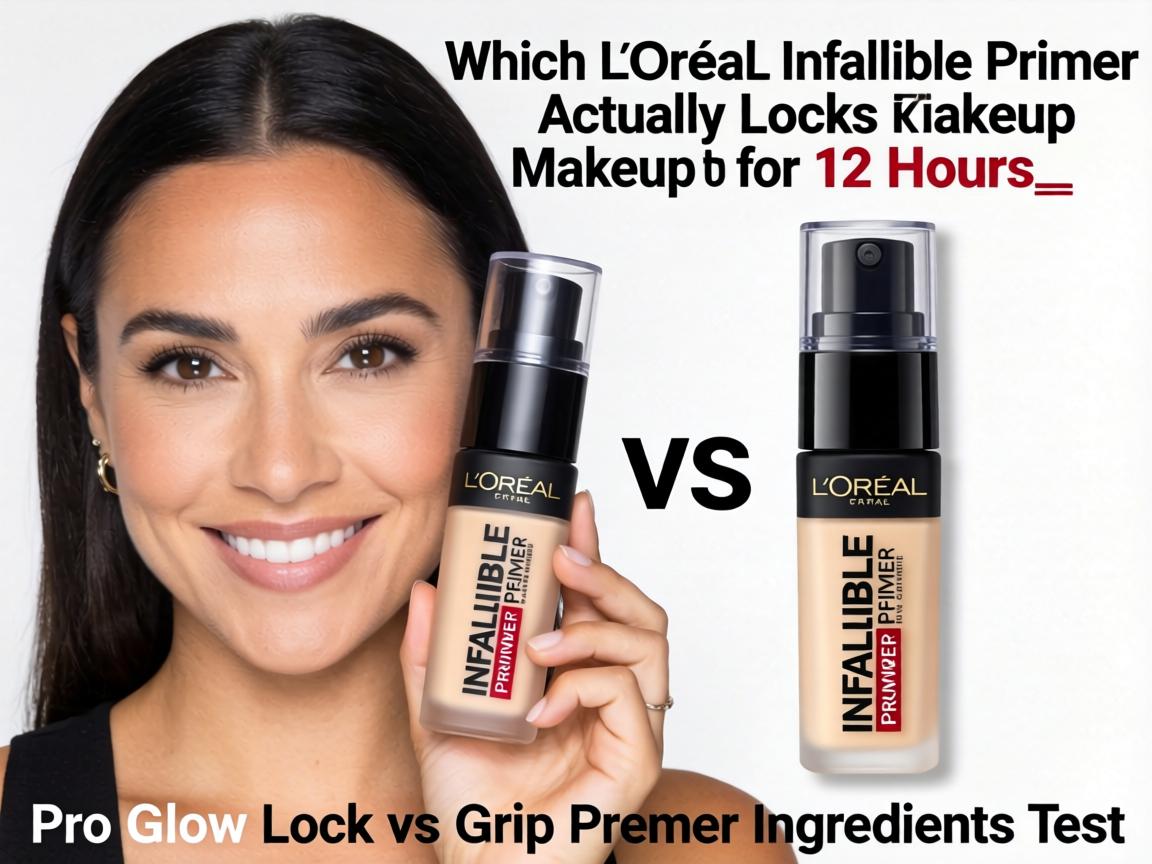 Which L'Oréal Infallible Primer Actually Locks Makeup for 12 Hours_ Pro Glow Lock vs Grip Primer Ingredients Test