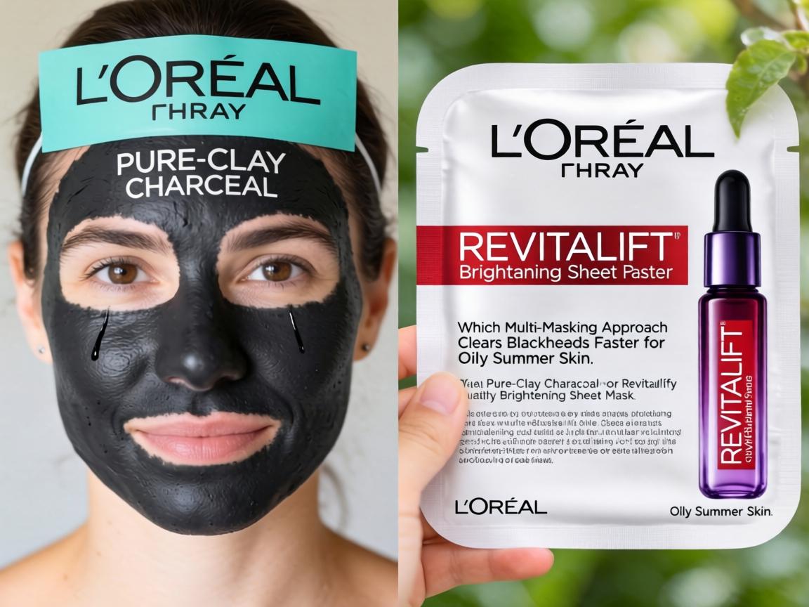Which Multi-Masking Approach Actually Clears Blackheads Faster for Oily Summer Skin_ L'Oréal Pure-Clay Charcoal or Revitalift Brightening Sheet Mask_