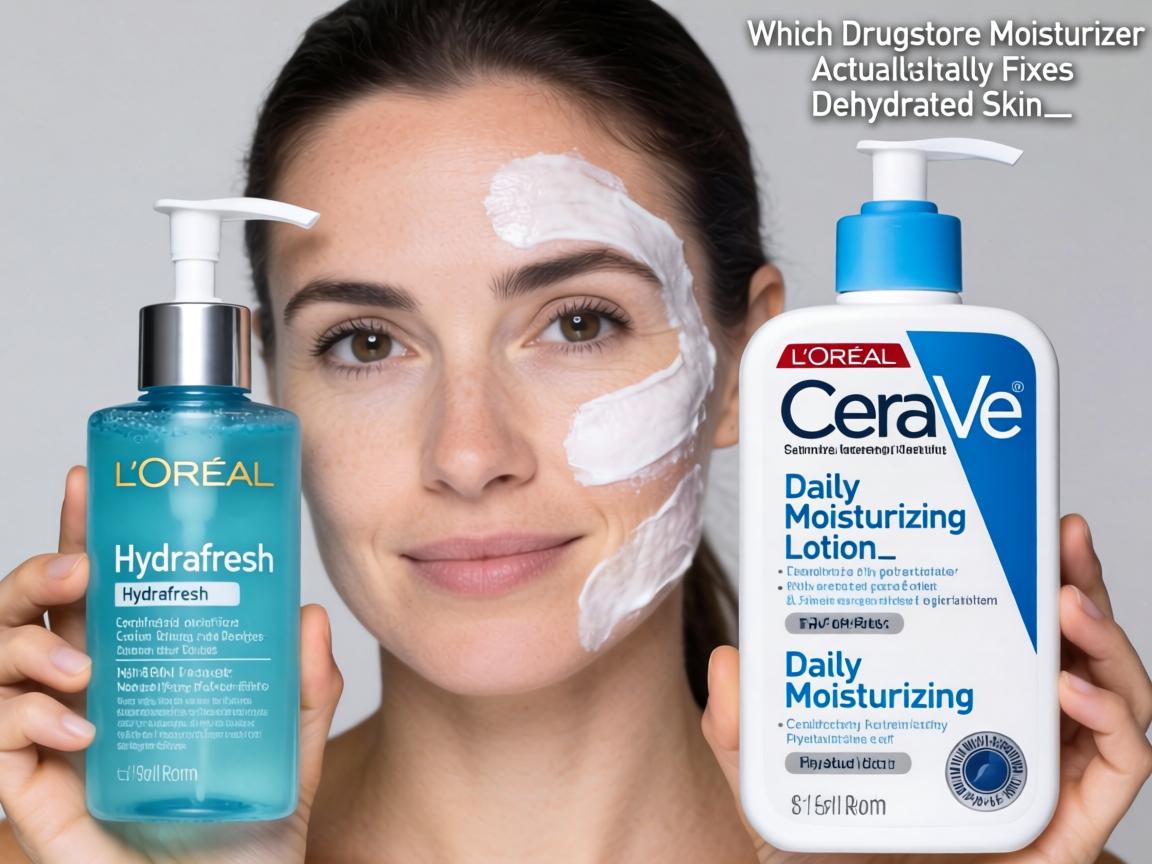 Which Drugstore Moisturizer Actually Fixes Dehydrated Skin_ L'Oréal Hydrafresh or CeraVe Daily Moisturizing Lotion_