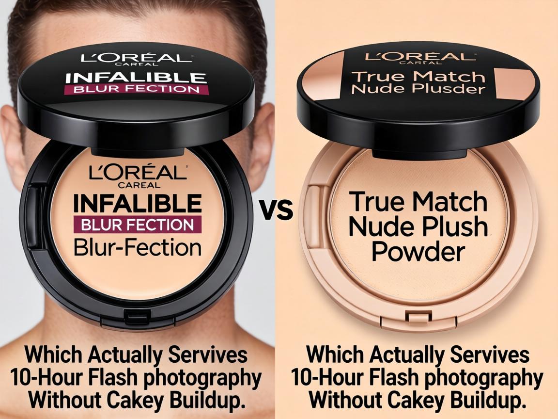 L'Oréal Infallible Blur-fection vs True Match Nude Plush Powder_ Which Actually Survives 10-Hour Flash Photography Without Cakey Buildup_