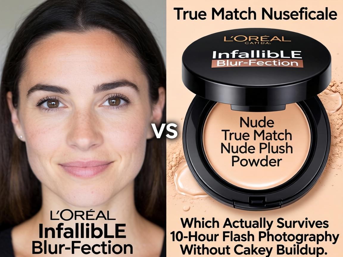 L'Oréal Infallible Blur-fection vs True Match Nude Plush Powder_ Which Actually Survives 10-Hour Flash Photography Without Cakey Buildup_