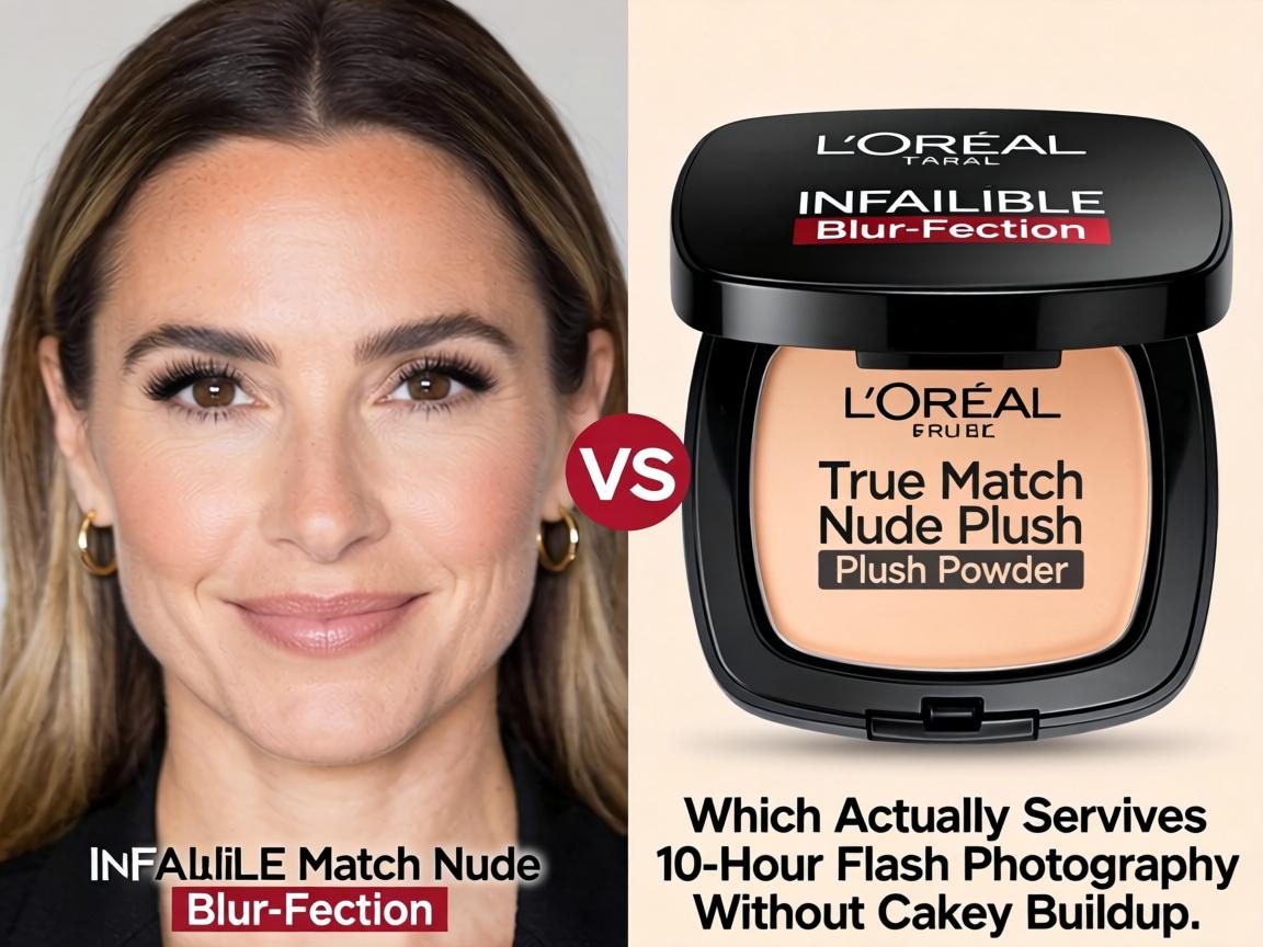 L'Oréal Infallible Blur-fection vs True Match Nude Plush Powder_ Which Actually Survives 10-Hour Flash Photography Without Cakey Buildup_