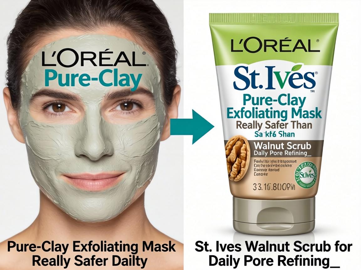 Is L'Oréal Pure-Clay Exfoliating Mask Really Safer Than St. Ives Walnut Scrub for Daily Pore Refining_