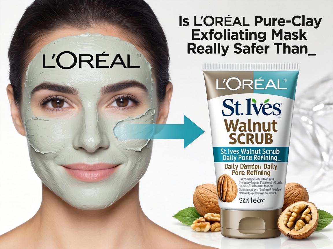 Is L'Oréal Pure-Clay Exfoliating Mask Really Safer Than St. Ives Walnut Scrub for Daily Pore Refining_