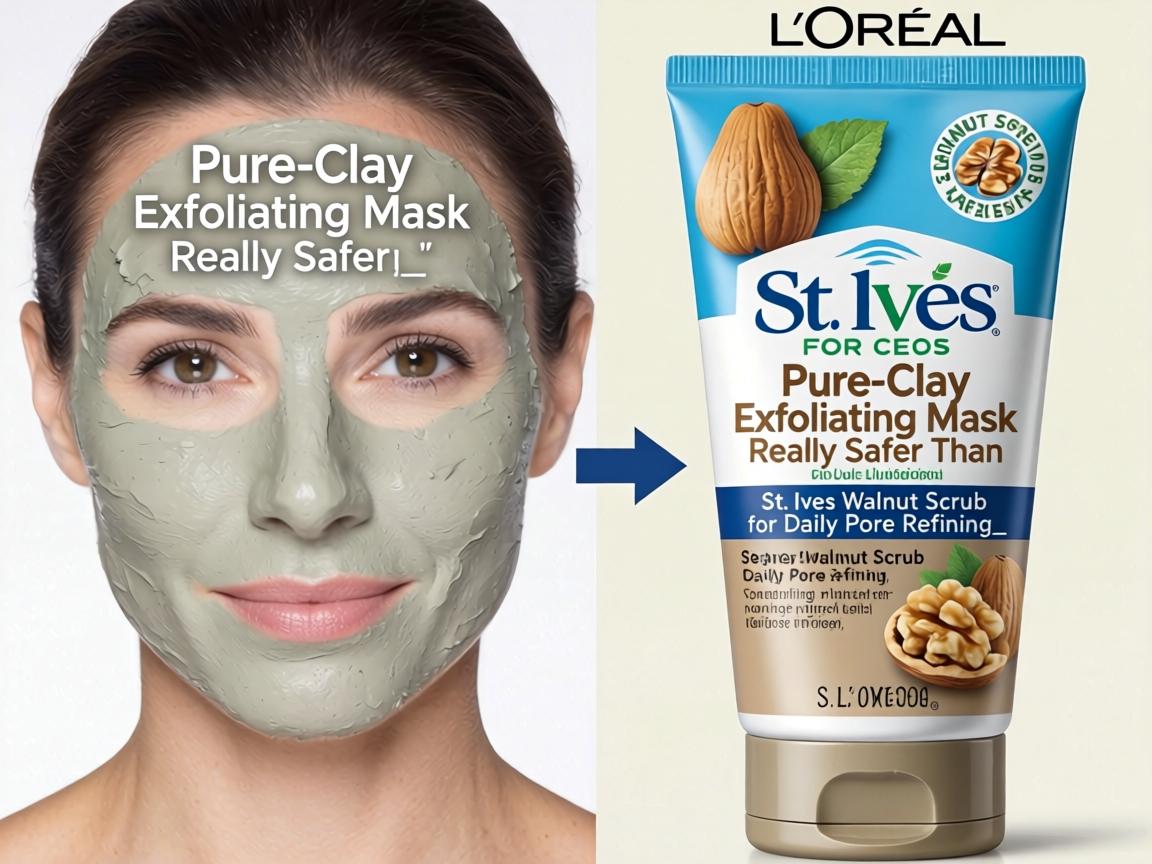 Is L'Oréal Pure-Clay Exfoliating Mask Really Safer Than St. Ives Walnut Scrub for Daily Pore Refining_
