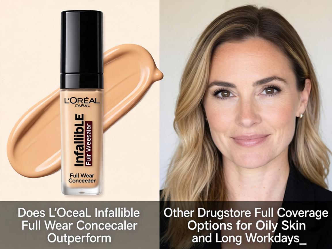 Does L'Oreal Infallible Full Wear Concealer Outperform Other Drugstore Full Coverage Options for Oily Skin and Long Workdays_