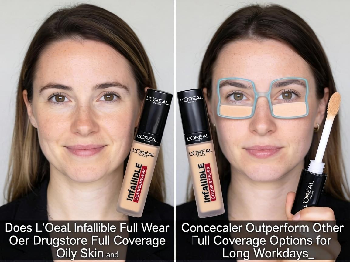 Does L'Oreal Infallible Full Wear Concealer Outperform Other Drugstore Full Coverage Options for Oily Skin and Long Workdays_