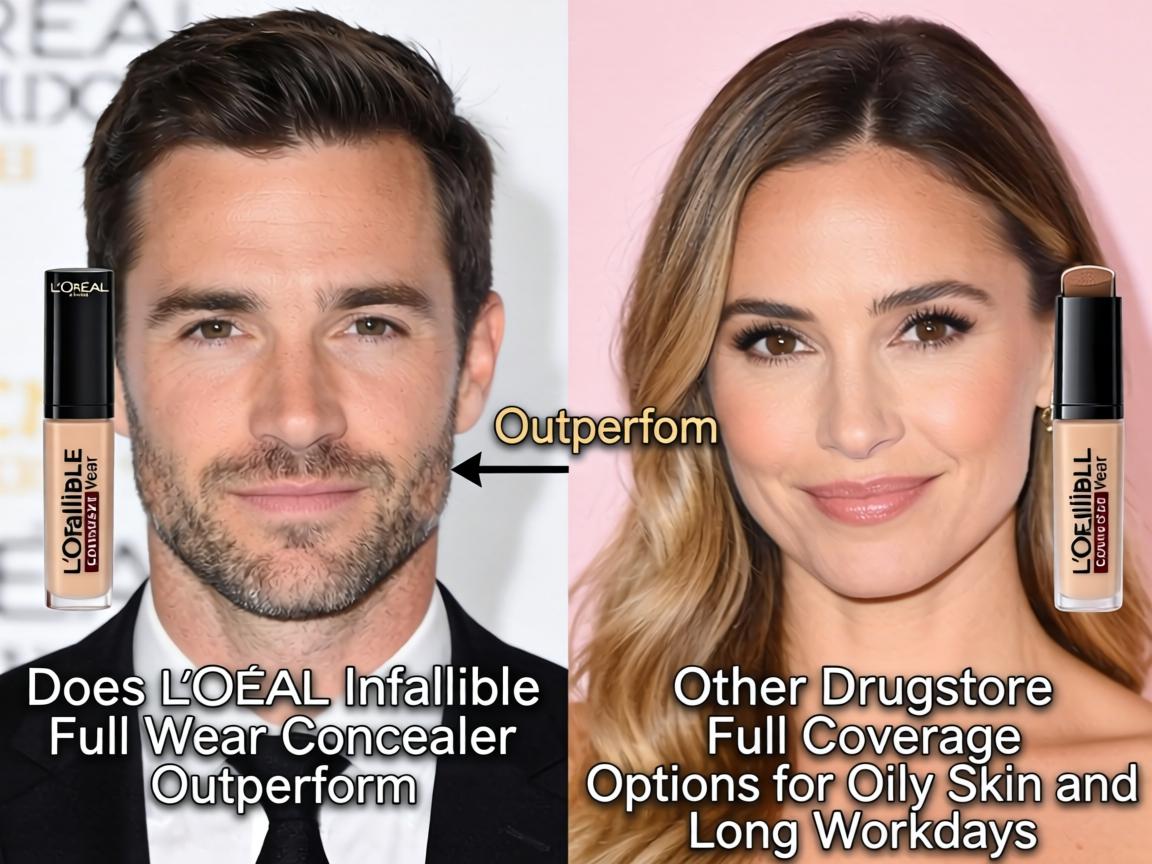 Does L'Oreal Infallible Full Wear Concealer Outperform Other Drugstore Full Coverage Options for Oily Skin and Long Workdays_