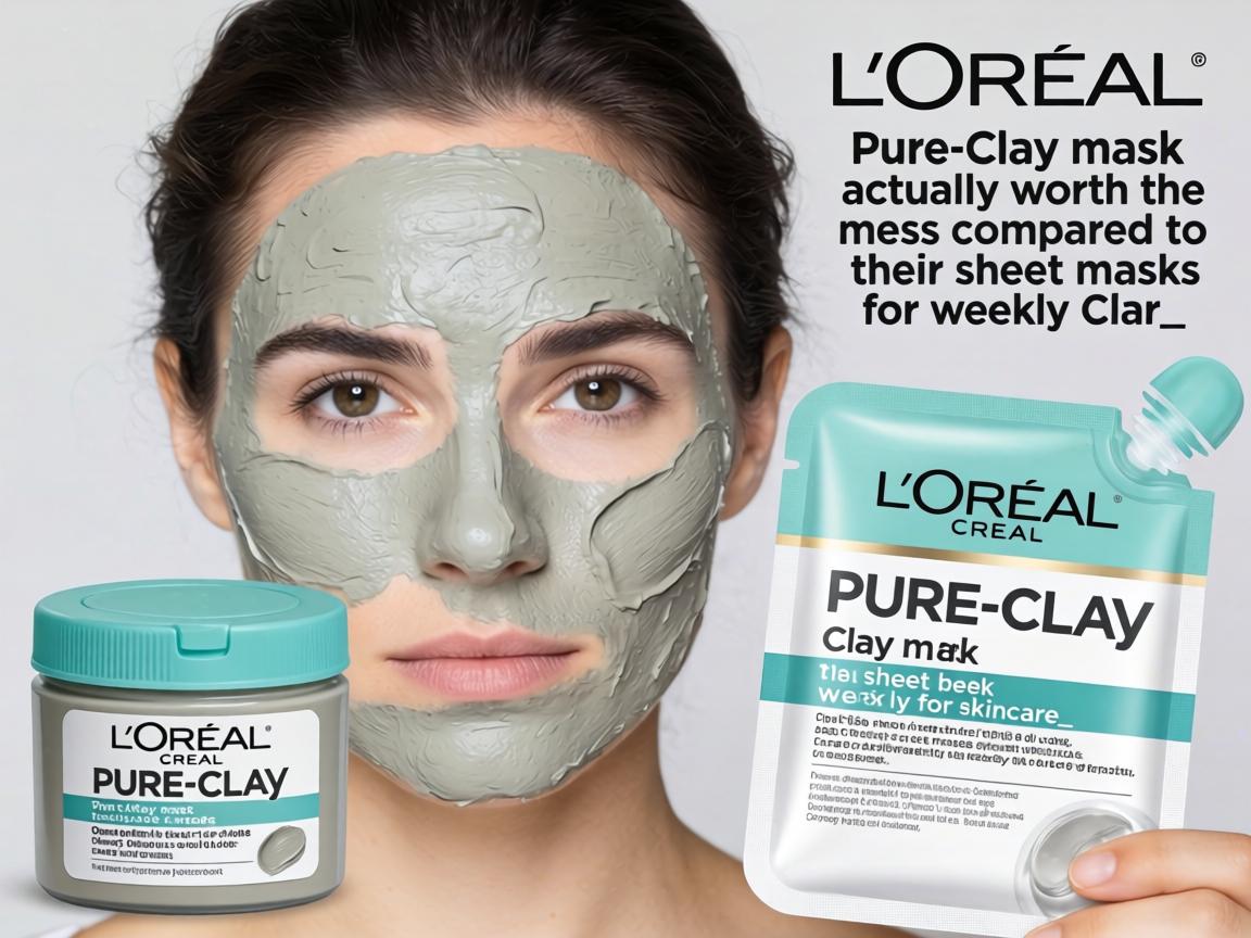 Is L’Oréal Pure-Clay mask actually worth the mess compared to their sheet masks for weekly skincare_