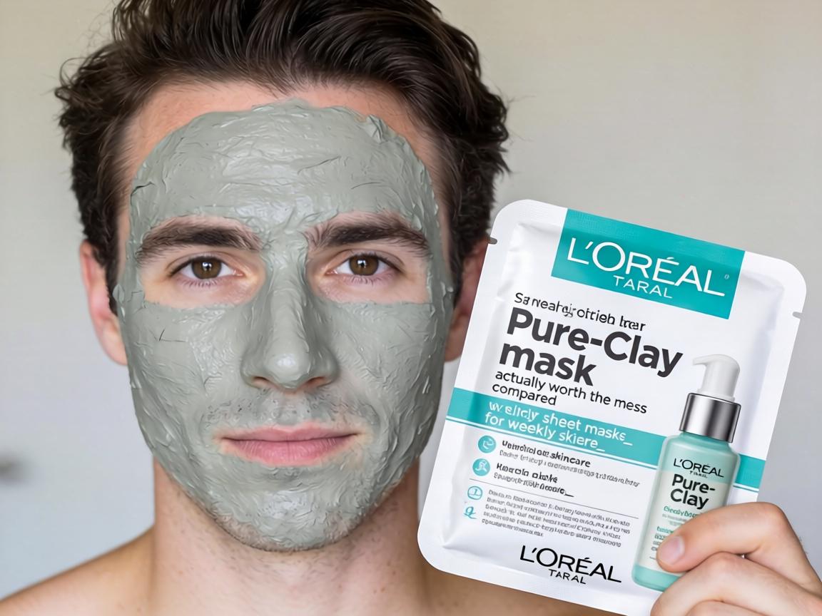 Is L’Oréal Pure-Clay mask actually worth the mess compared to their sheet masks for weekly skincare_