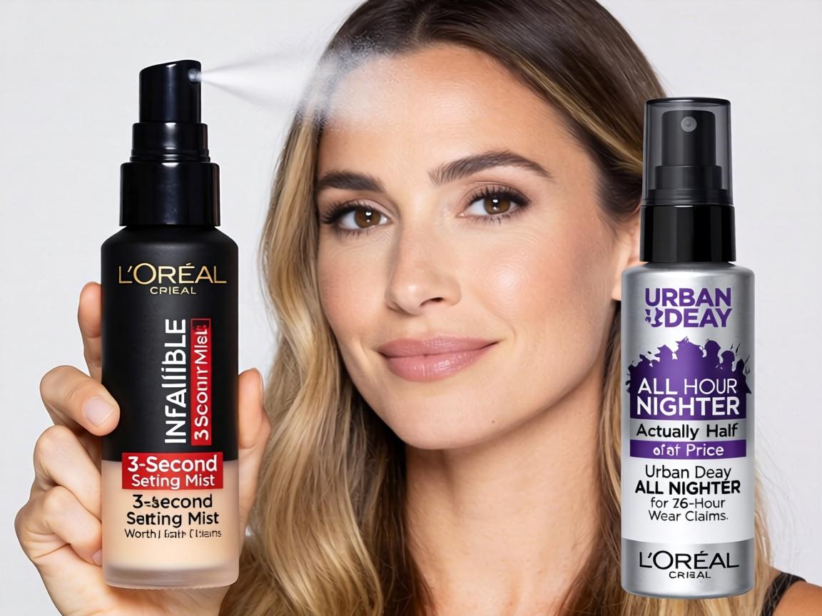 Is L'Oreal Infallible 3-Second Setting Mist Actually Worth Half the Price of Urban Decay All Nighter for 36-Hour Wear Claims_